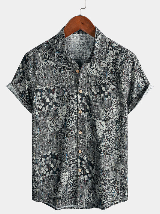 Men’s Boho Style Graphic Pattern Short Sleeve Breathable Cool Casual Shirt