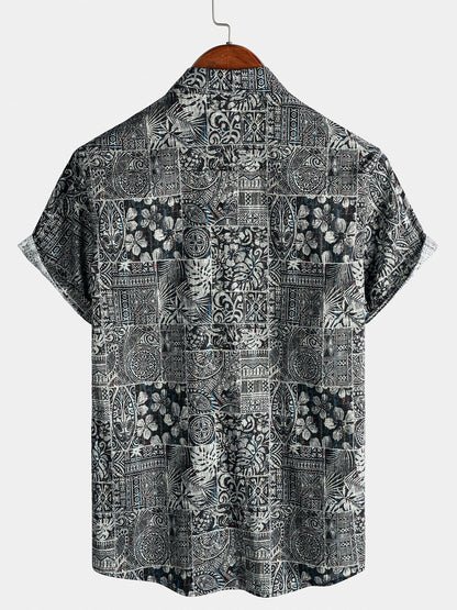 Men’s Boho Style Graphic Pattern Short Sleeve Breathable Cool Casual Shirt