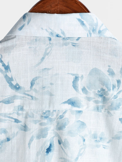 Men's Floral Holiday Casual Summer Short Sleeve Button Up Shirt