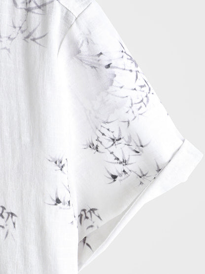 Men's Bamboo Print Casual Short Sleeve Shirt