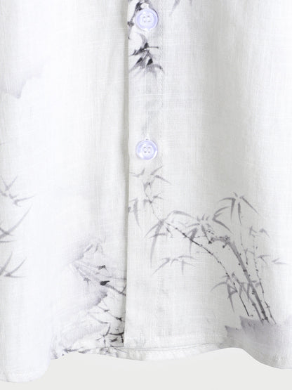 Men's Bamboo Print Casual Short Sleeve Shirt