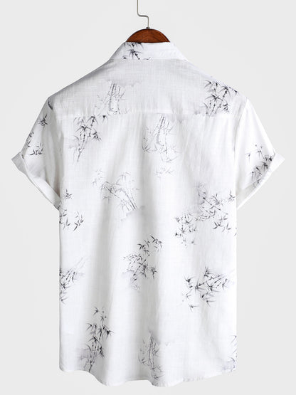 Men's Bamboo Print Casual Short Sleeve Shirt