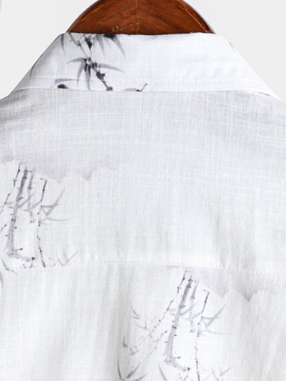 Men's Bamboo Print Casual Short Sleeve Shirt