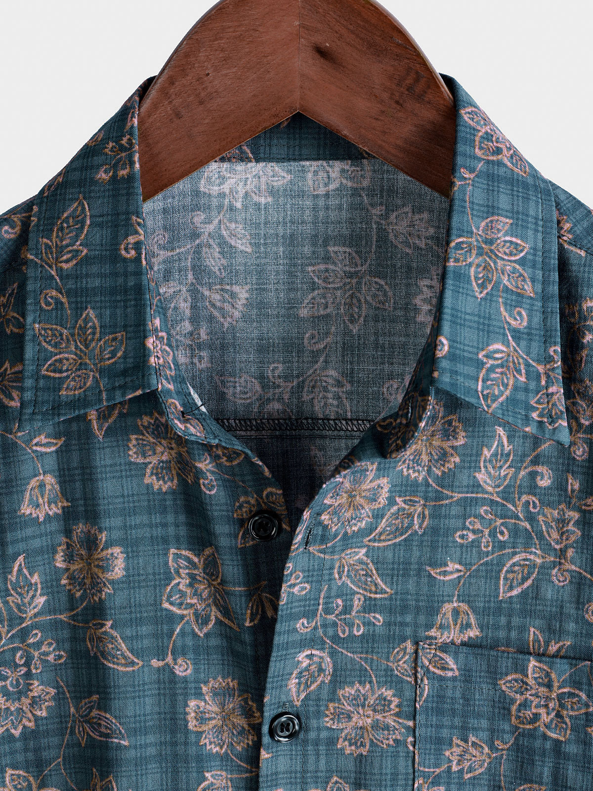 Men's Vintage Floral Breathable Cotton Short Sleeve Shirt
