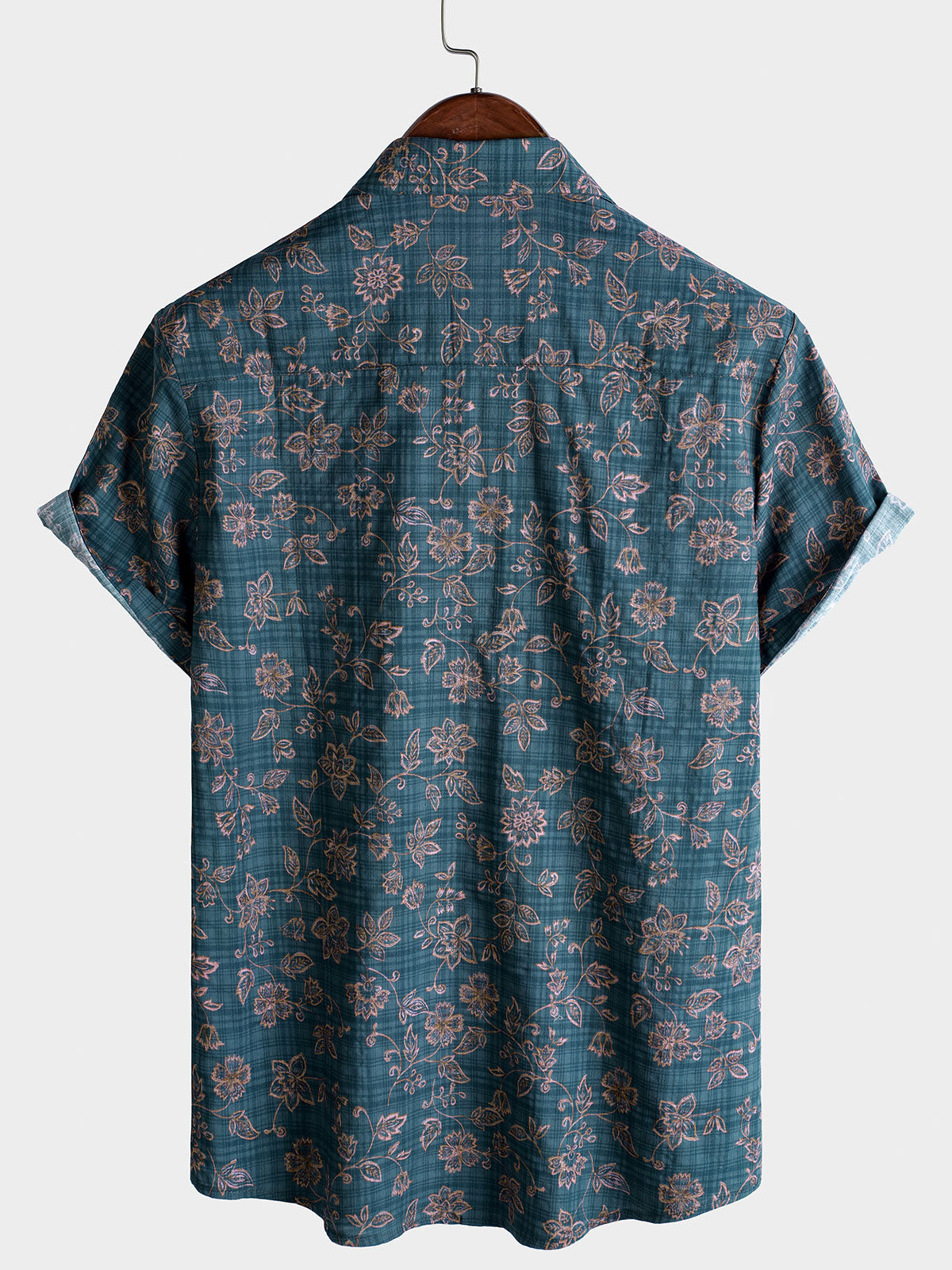 Men's Vintage Floral Breathable Cotton Short Sleeve Shirt