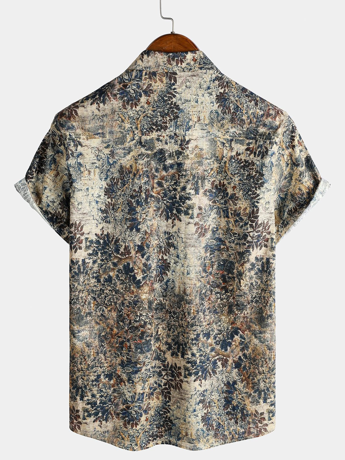 Men's Retro Short Sleeve Breathable Cotton Vacation Shirt