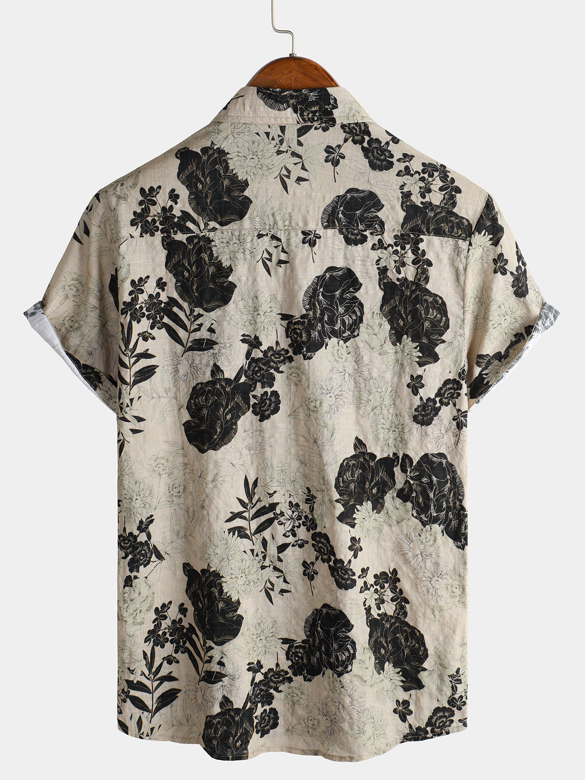 Men's Floral Vintage Short Sleeve Leisure Cotton Shirt