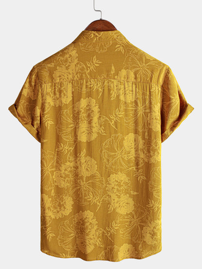 Men's Hawaiian Floral Short Sleeve Summer Beach Shirt