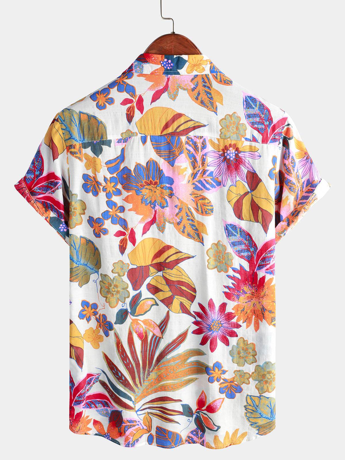 Men's Summer Colorful Floral Casual Vacation Flower Button Short Sleeve Summer Shirt