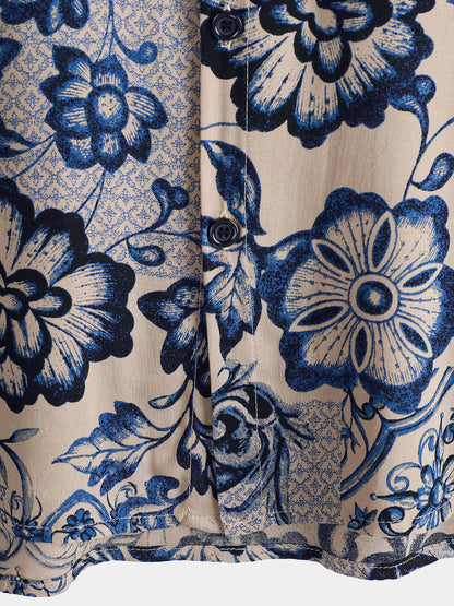 Men's Hawaiian Floral Summer Beach Short Sleeve Shirt