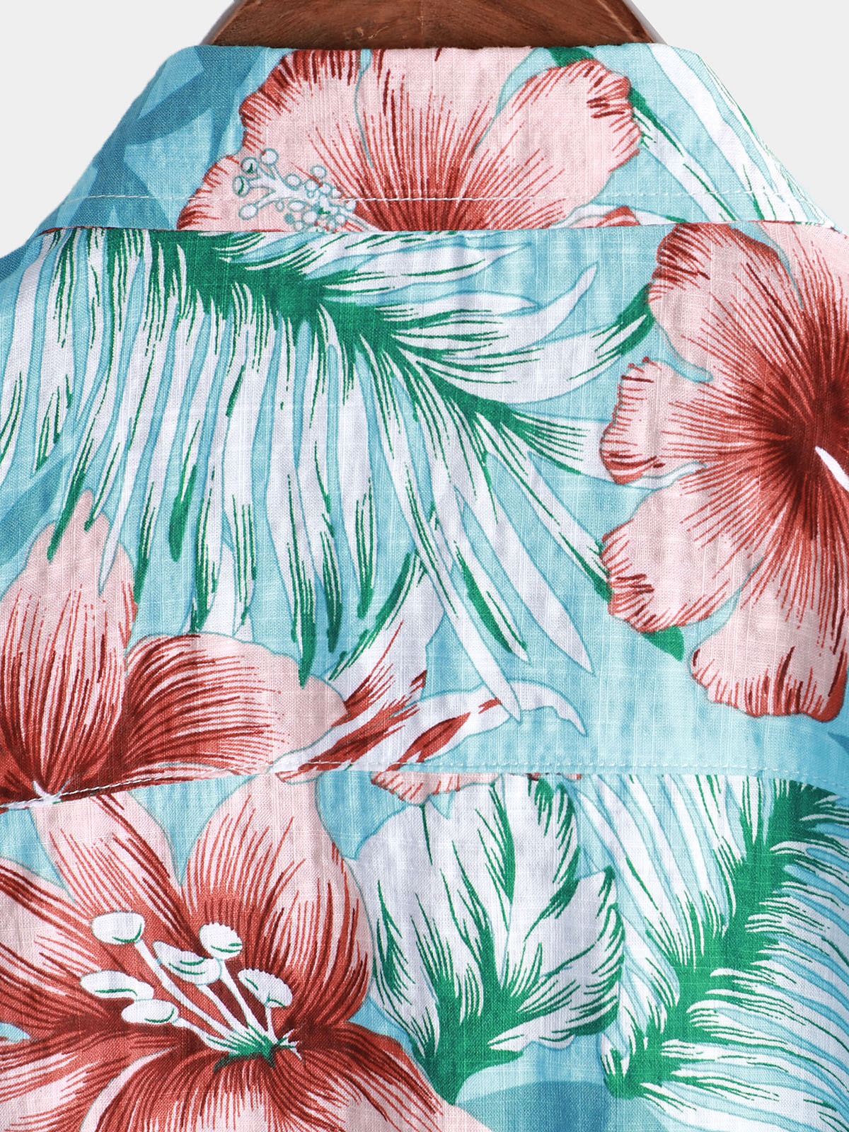 Men's Hawaiian Tropical Button Hibiscus Floral Print Vacation Beach Blue Short Sleeve Shirt