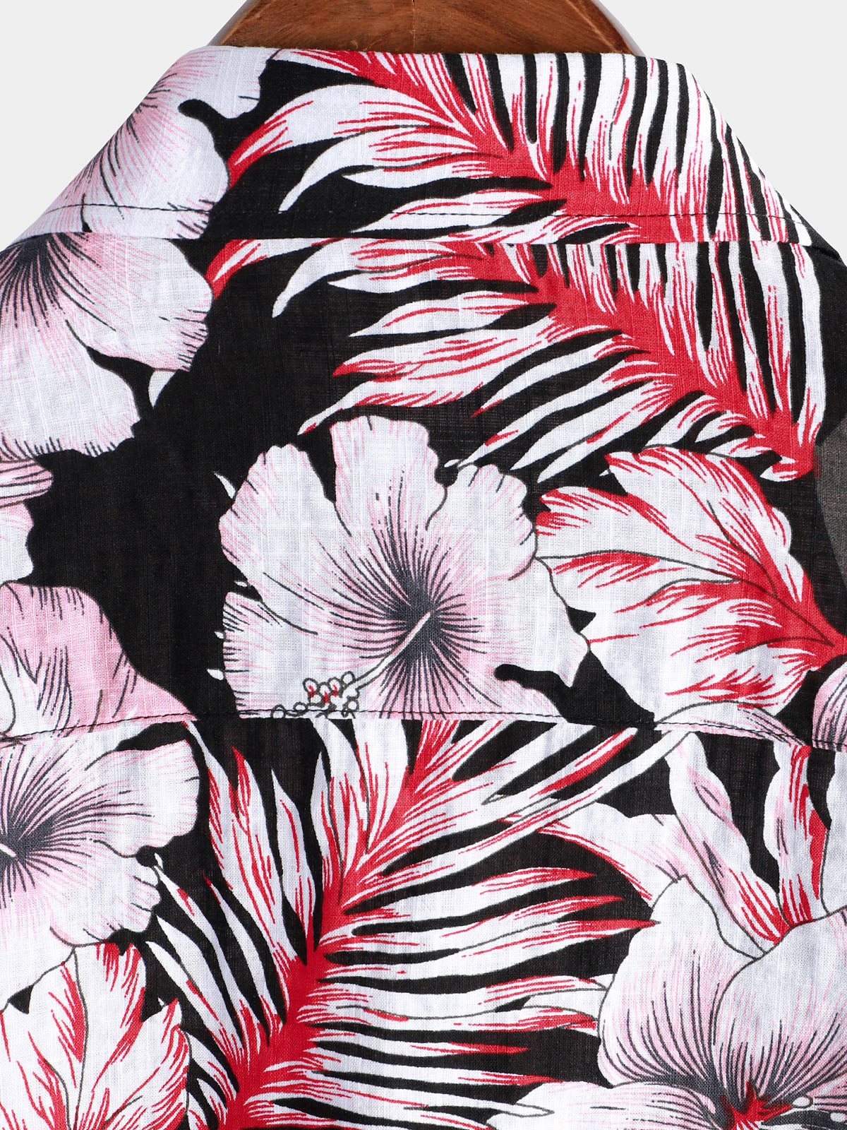 Men's Tropical Pink Floral Button Up Hibiscus Summer Holiday Beach Hawaiian Short Sleeve Shirt