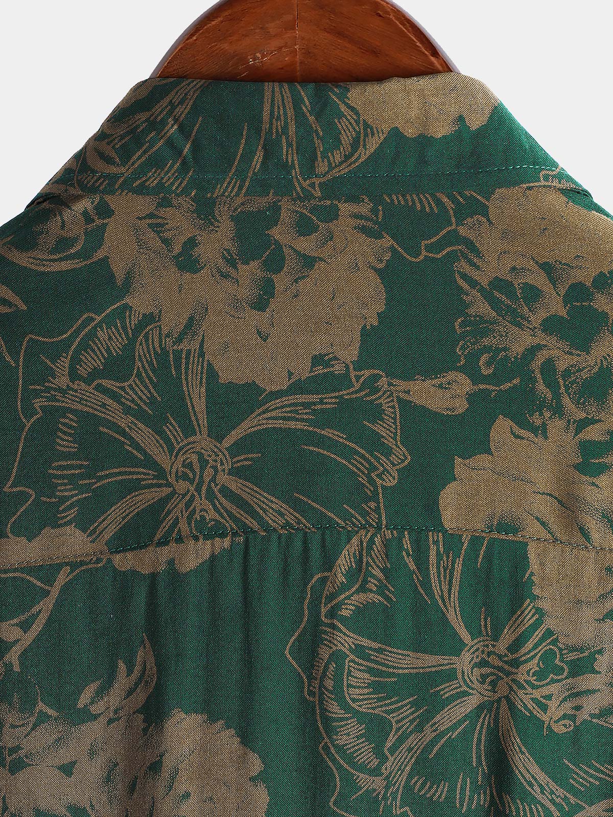 Men's Hawaiian Vintage Floral Summer Beach Short Sleeve Shirt