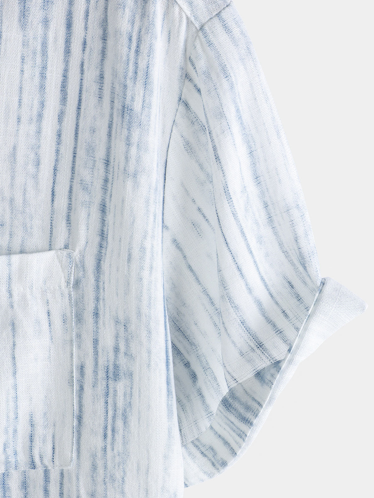 Men's Breathable Short Sleeve Pocket White Striped Shirt