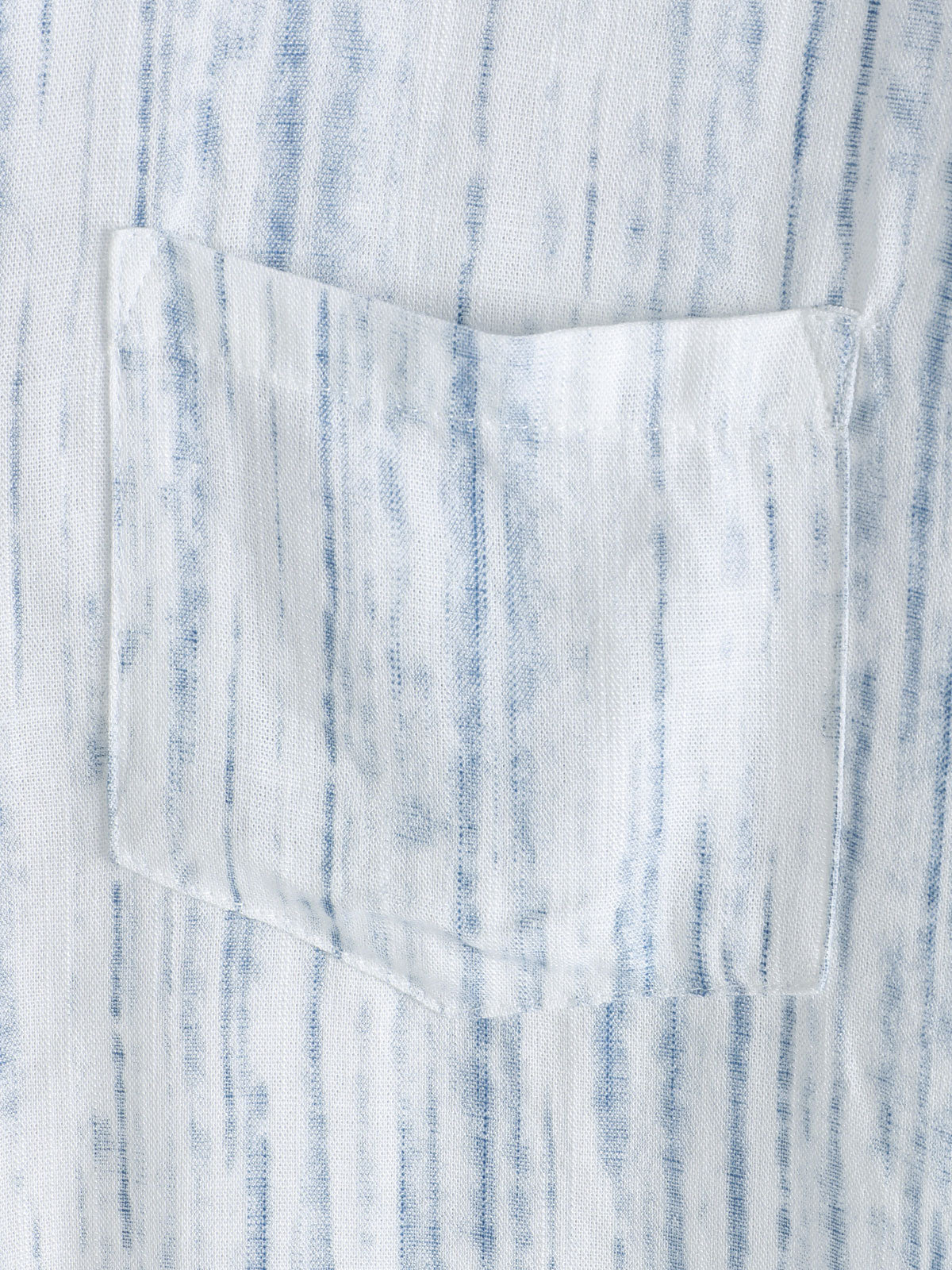 Men's Breathable Short Sleeve Pocket White Striped Shirt