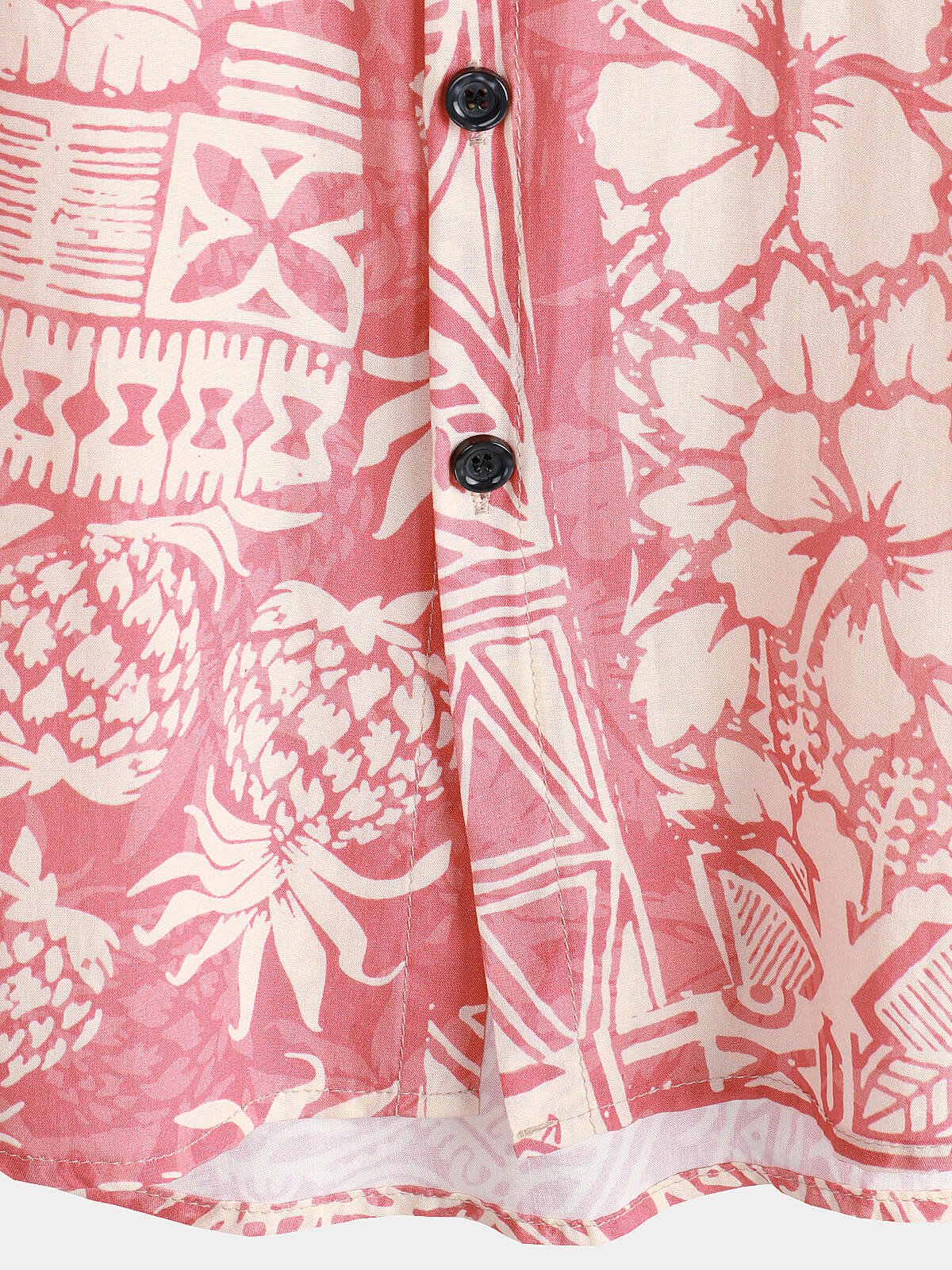 Men's Pink Tropical Floral Holiday Hawaiian Short Sleeve Button Up Shirt