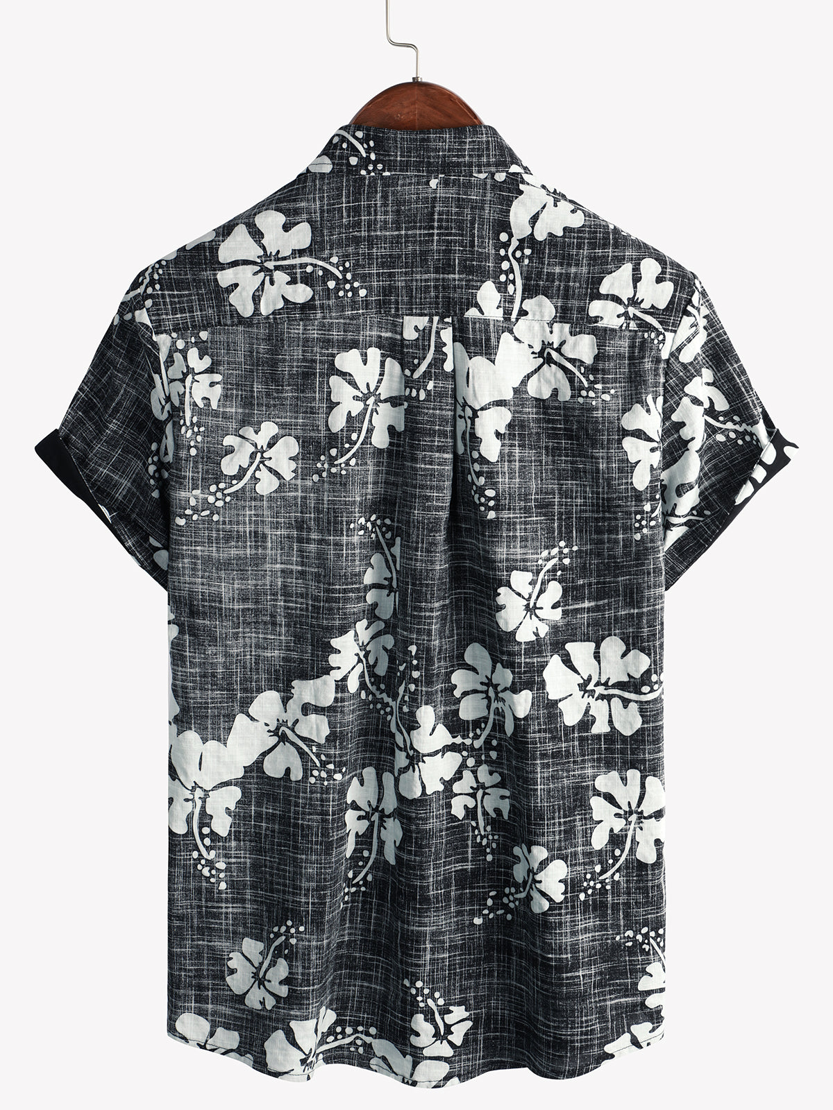 Men's Black Floral Vintage Short Sleeve Button Up Beach Tropical Hawaiian Shirt