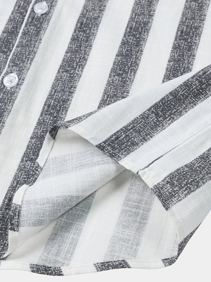 Men’s Breathable Cotton Stripe Short Sleeve Lightweight Cool Casual Summer Shirt