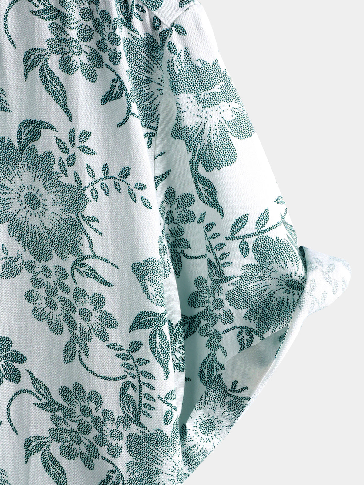 Men's Vintage Green Floral Vine Print Shirt - Breathable Wear