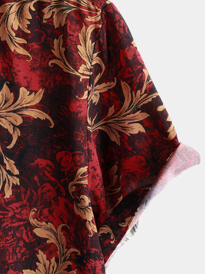 Men's Vintage Floral Print Short Sleeve Button Up Hawaiian Summer Shirt