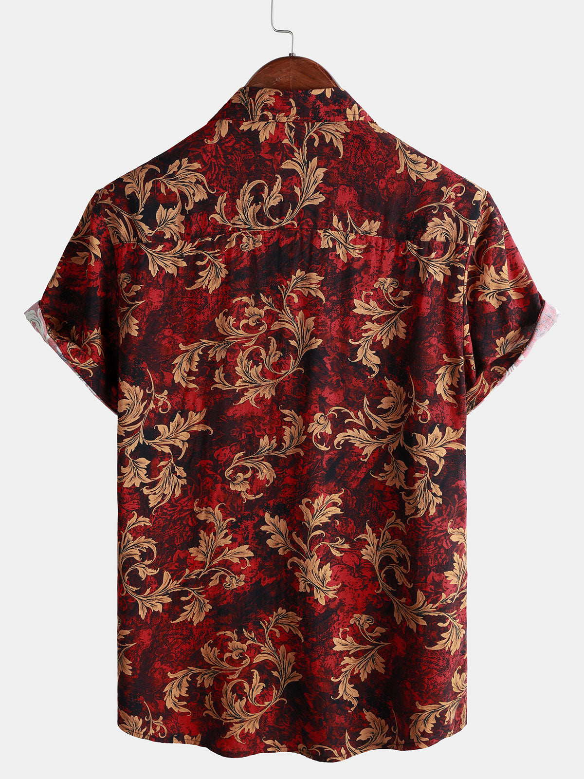 Men's Vintage Floral Print Short Sleeve Button Up Hawaiian Summer Shirt