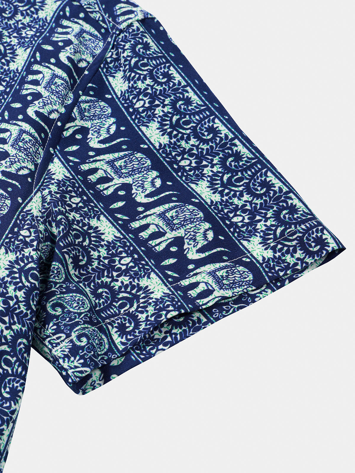 Men’s Retro Lightweight Breathable Elephant Print Short Sleeve Cool Casual Summer Shirt