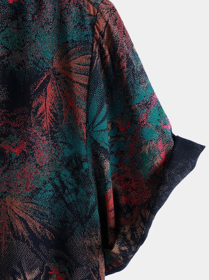 Men's Retro Abstract Tropical Palm Short Sleeve Summer Shirt
