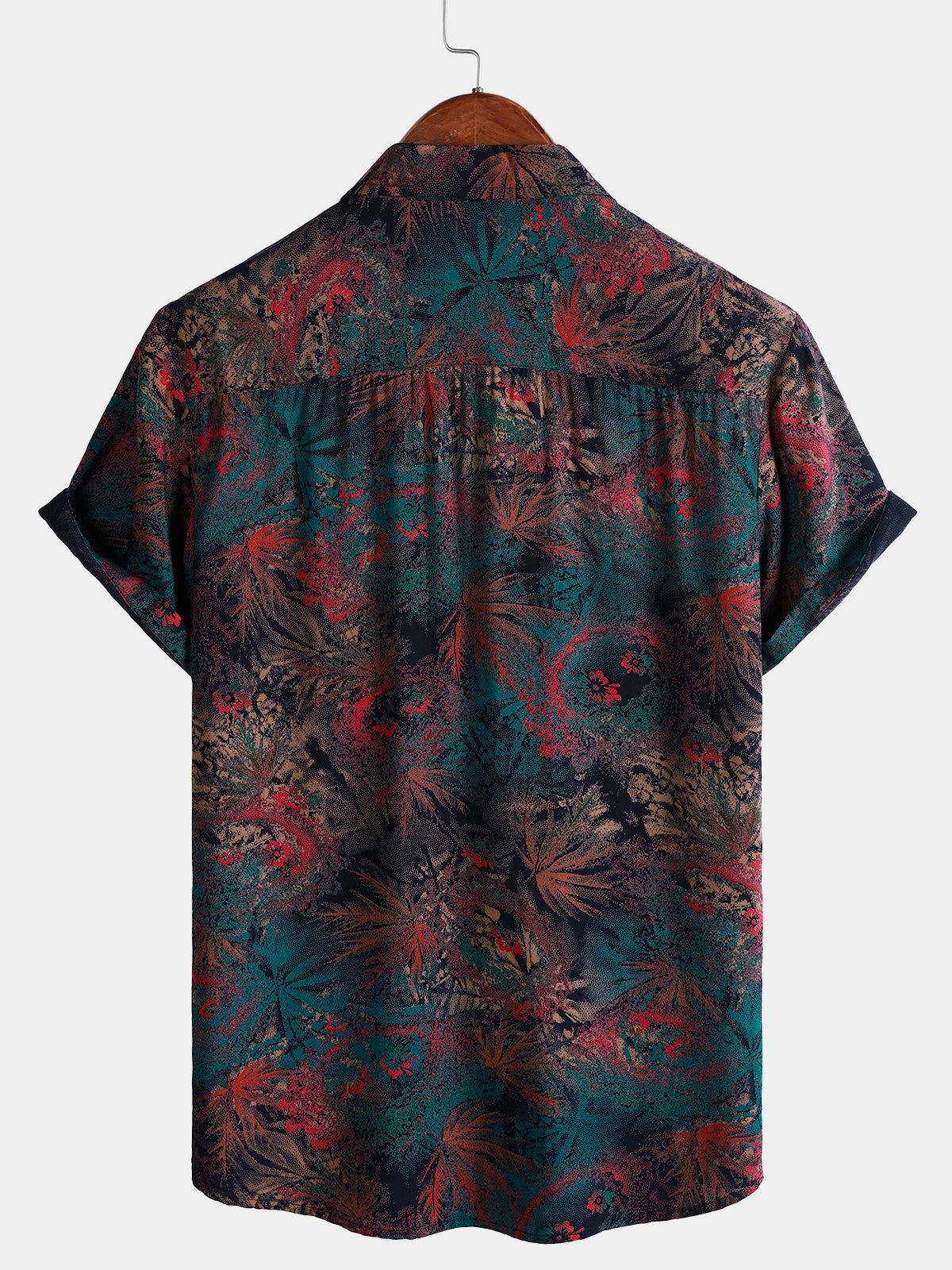 Men's Retro Abstract Tropical Palm Short Sleeve Summer Shirt
