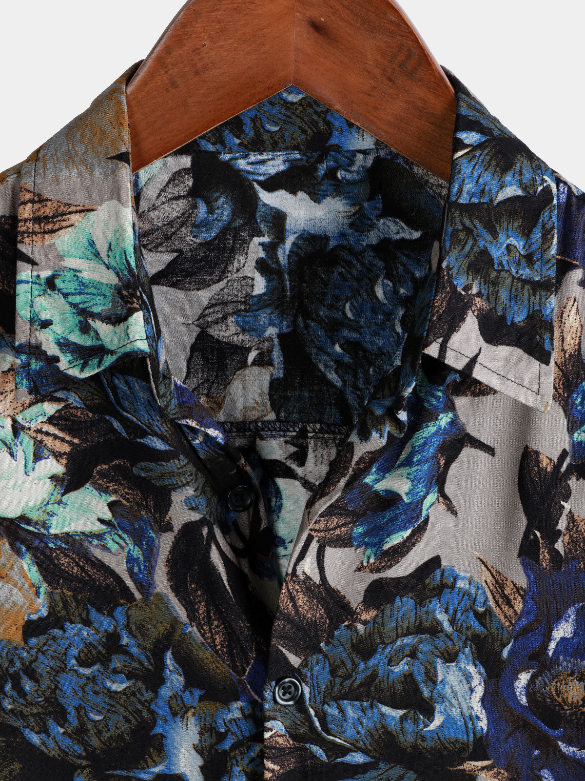 Men's Vintage Floral Print Short Sleeve Button Up Shirt