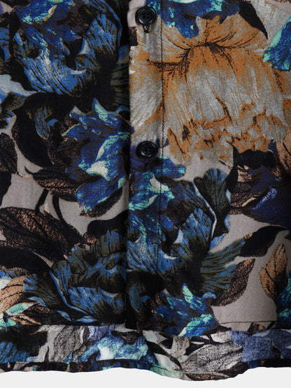 Men's Vintage Floral Print Short Sleeve Button Up Shirt