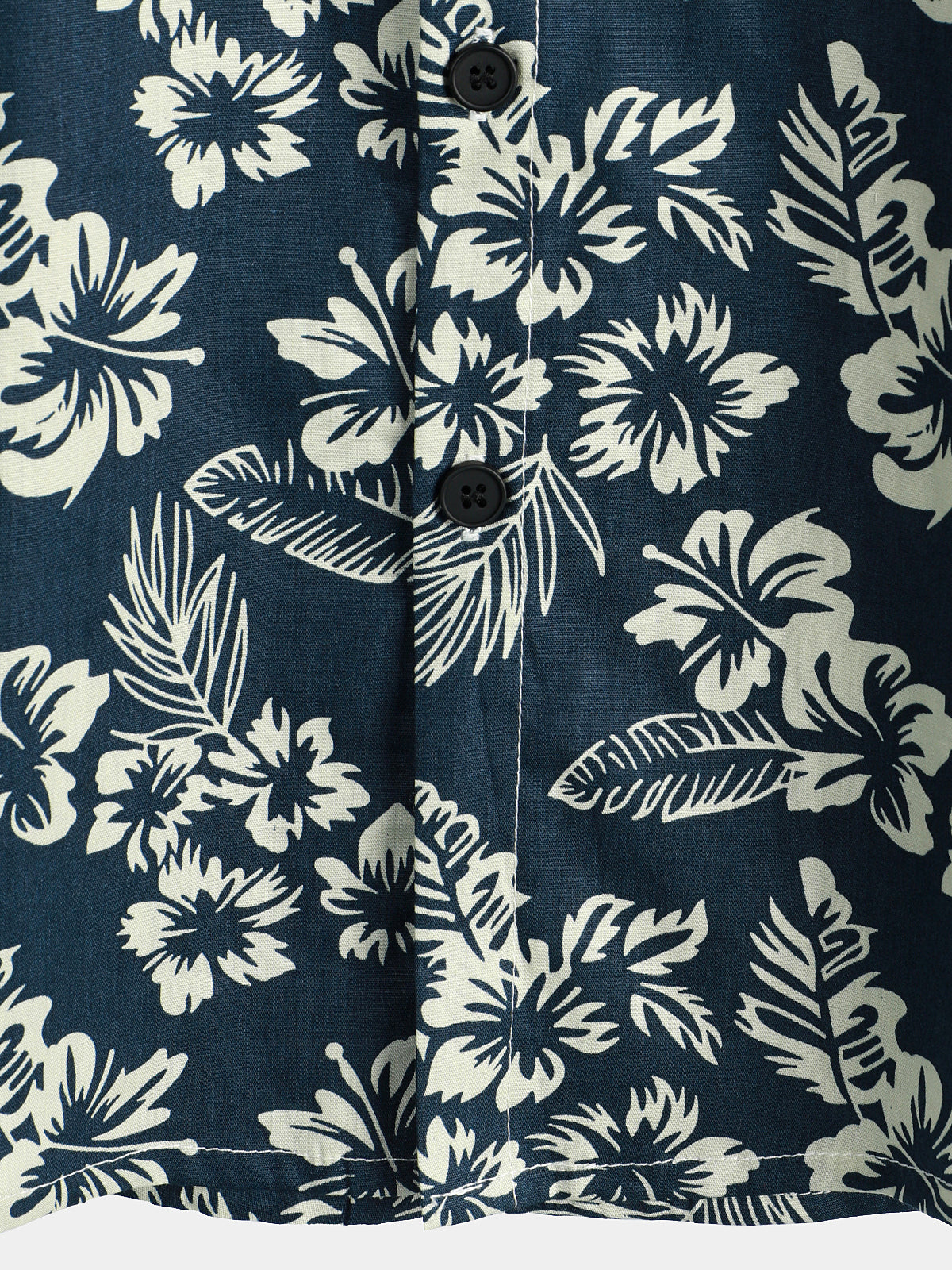 Men's Floral Print Vacation Cotton Breathable Navy Blue Hawaiian Short Sleeve Aloha Shirt