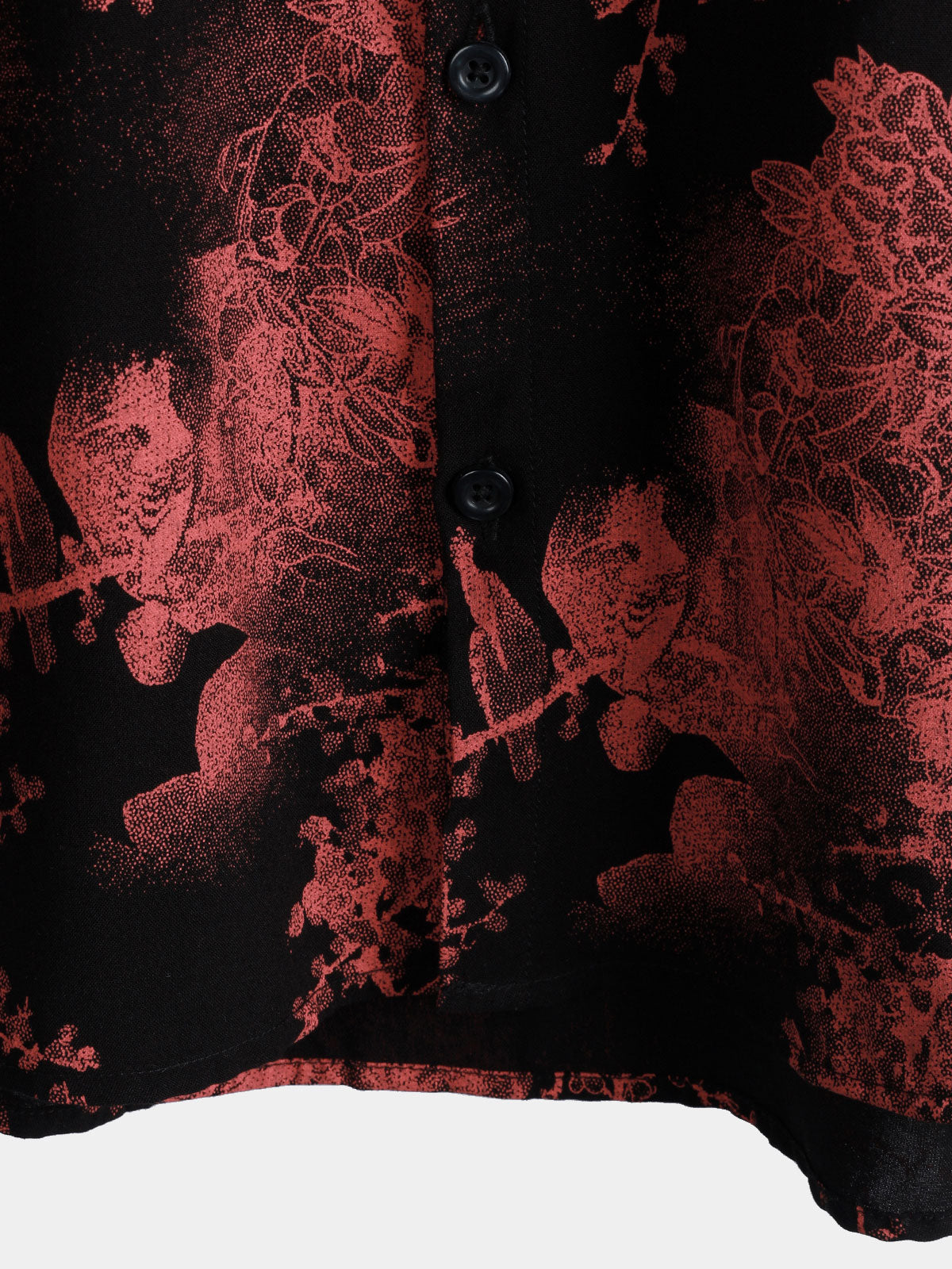 Men's Red & Black Retro Floral Button Up Beach Shirt