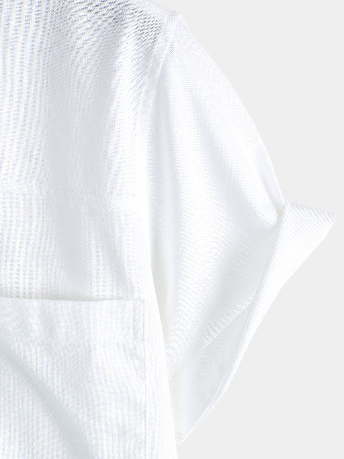 Men's Cotton & Linen Chest Pockets Solid Color Short Sleeve Shirt
