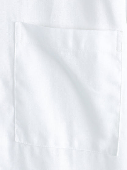Men's Cotton & Linen Chest Pockets Solid Color Short Sleeve Shirt