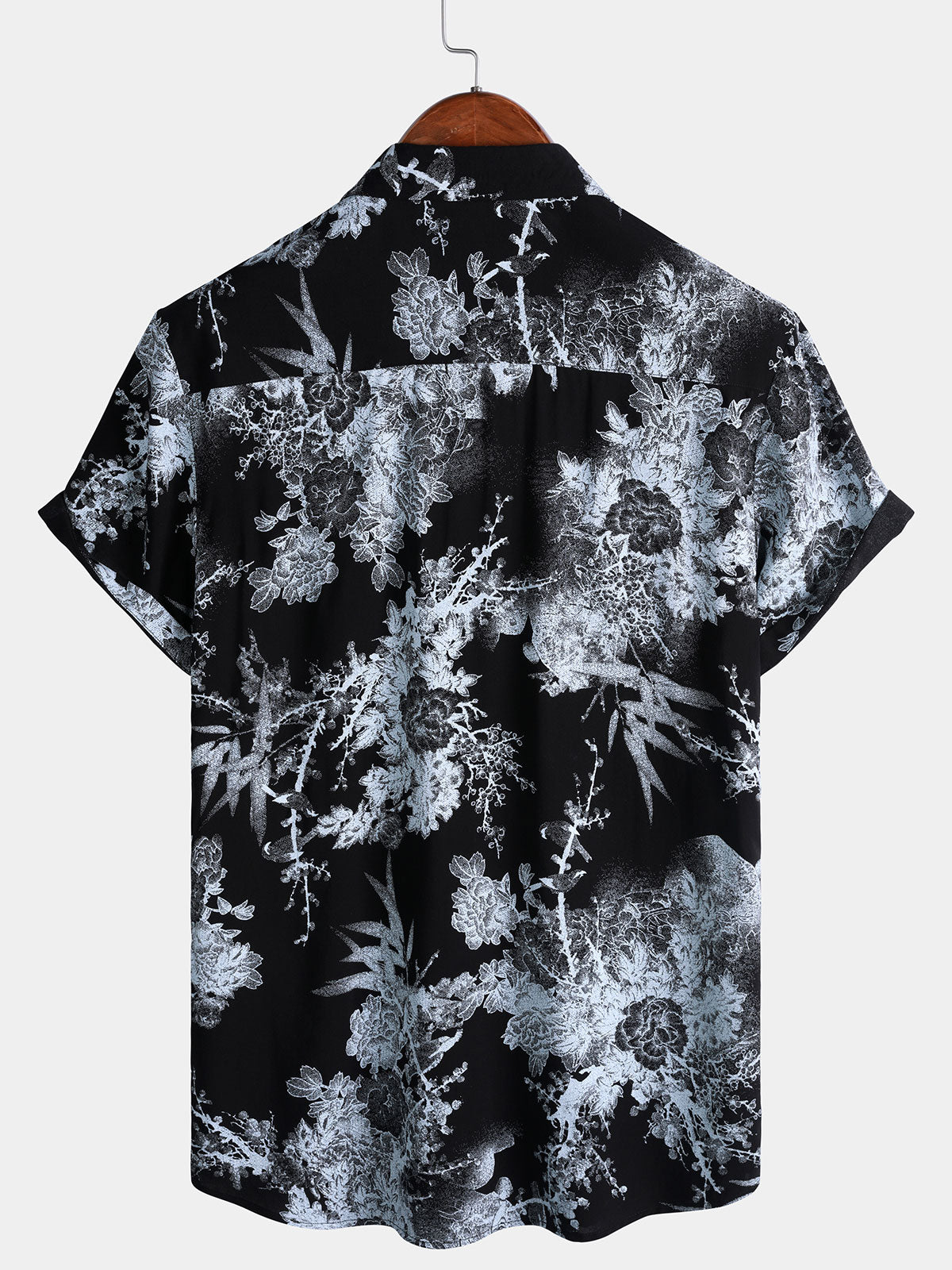 Men's Vintage Floral Print Short Sleeve Button Up Shirt