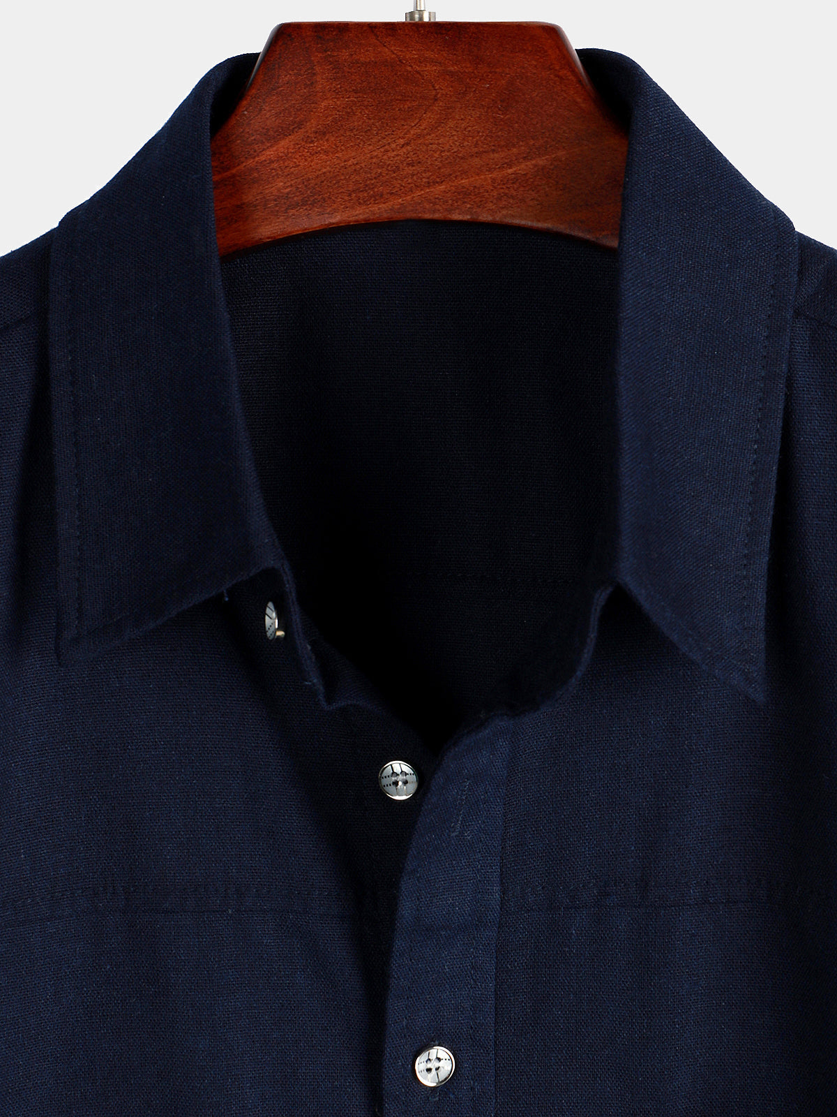 Men's Cotton & Linen Chest Pockets Solid Color Short Sleeve Shirt