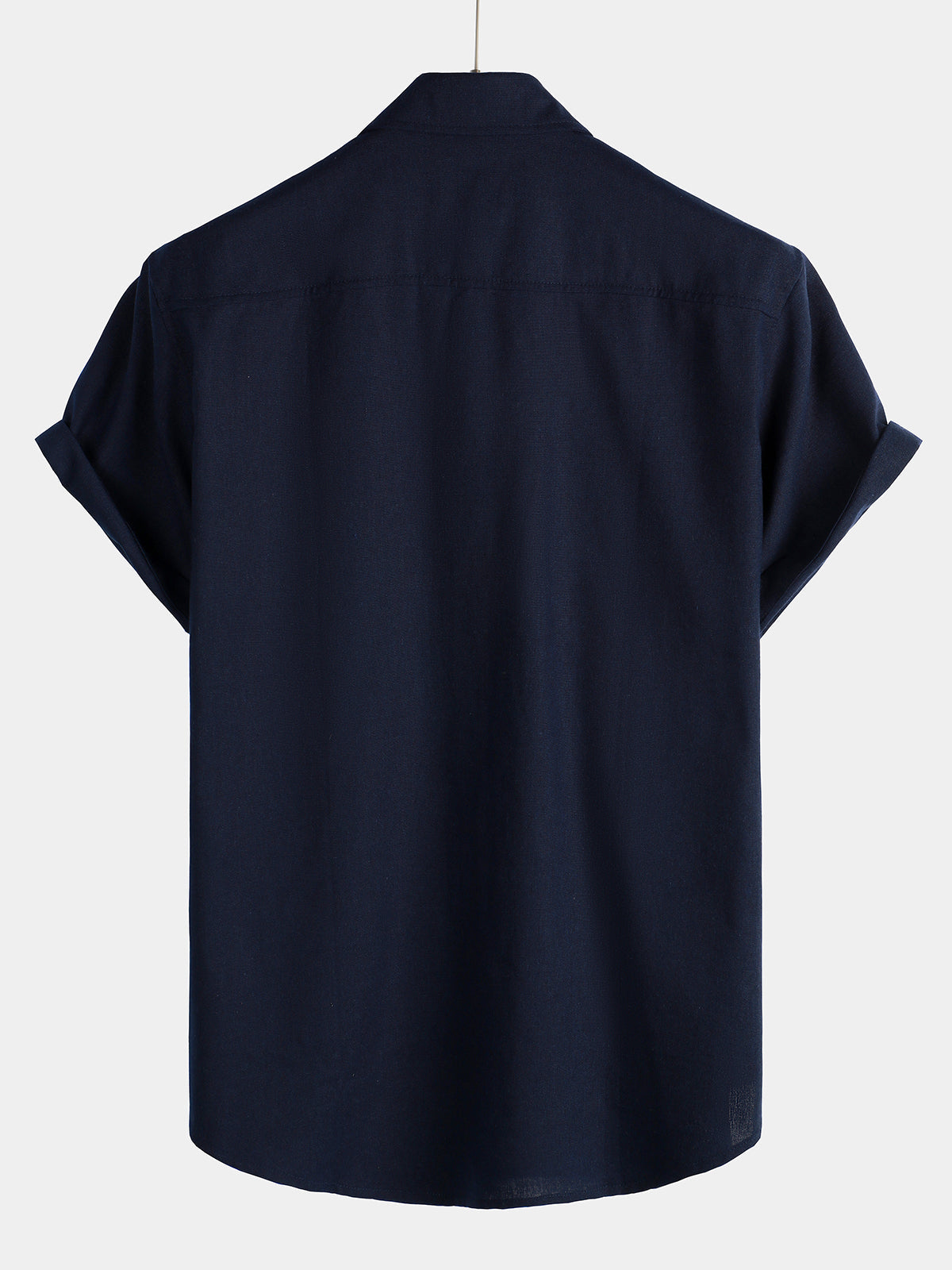 Men's Cotton & Linen Chest Pockets Solid Color Short Sleeve Shirt