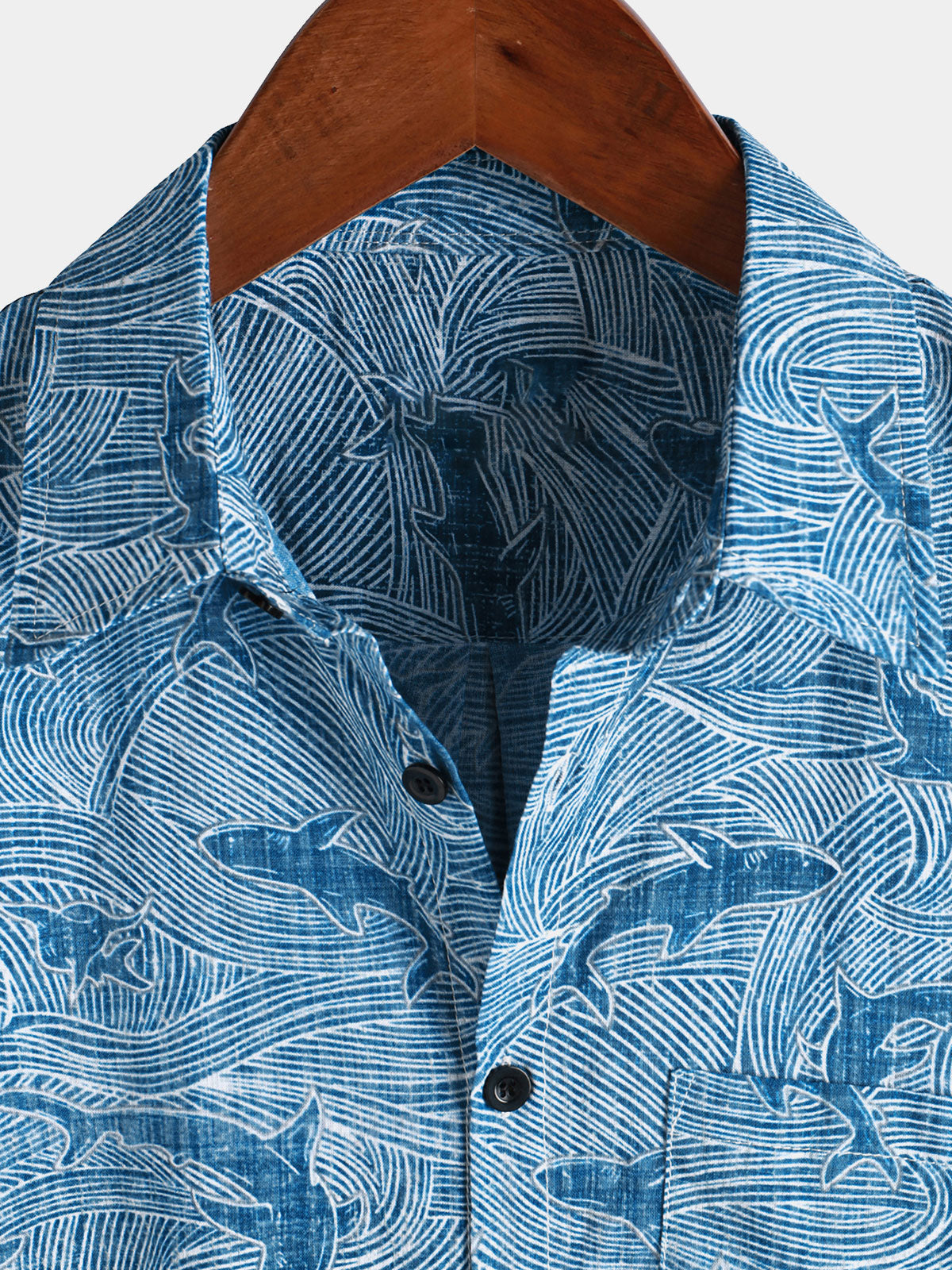 Men's Summer Ocean Shark Beach Hawaiian Short Sleeve Shirt