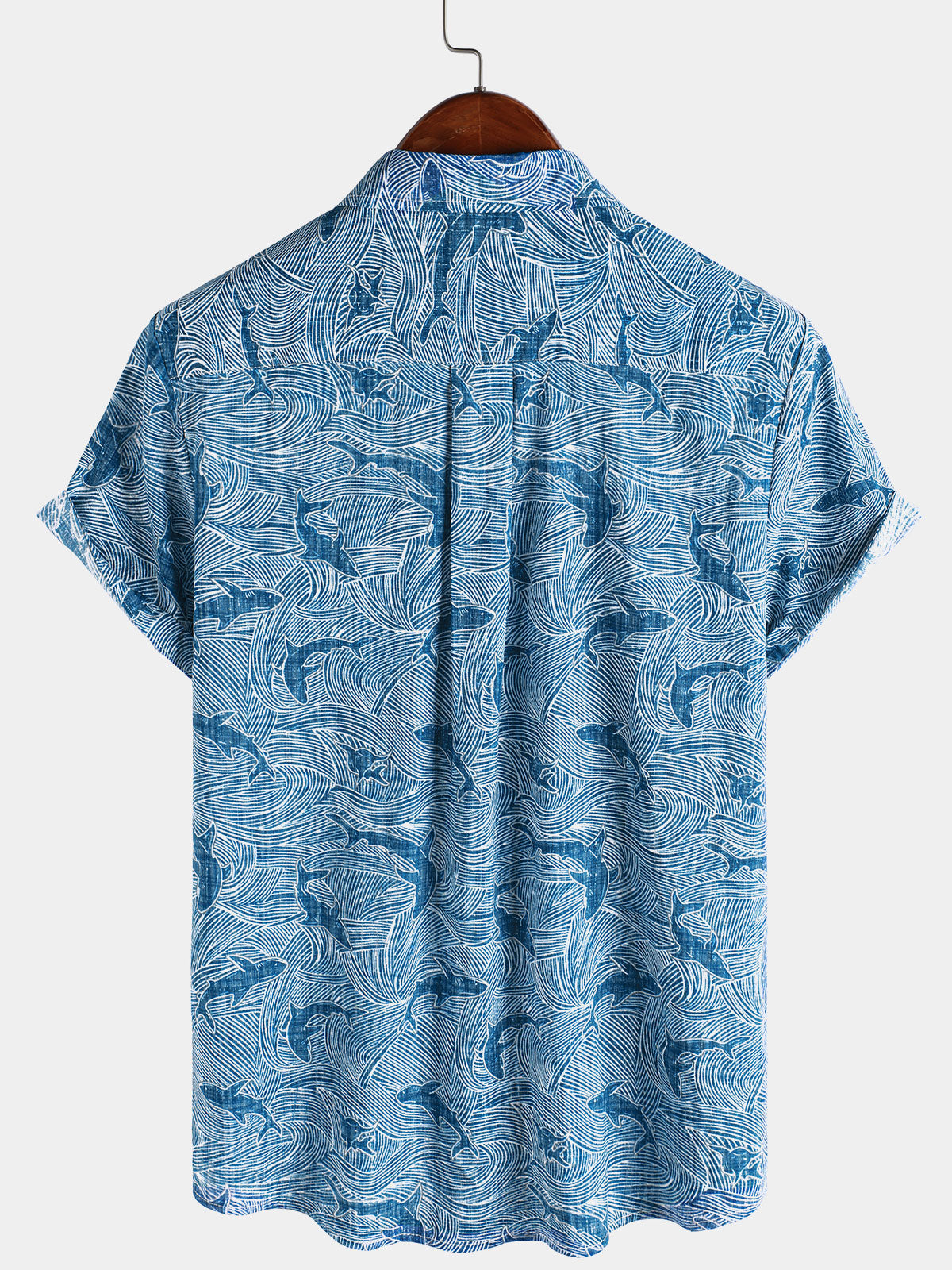 Men's Summer Ocean Shark Beach Hawaiian Short Sleeve Shirt