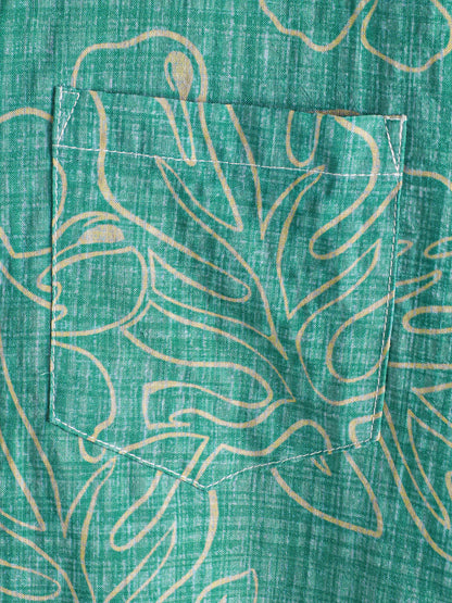 Men's Summer Green Beach Hawaiian Short Sleeve Shirt