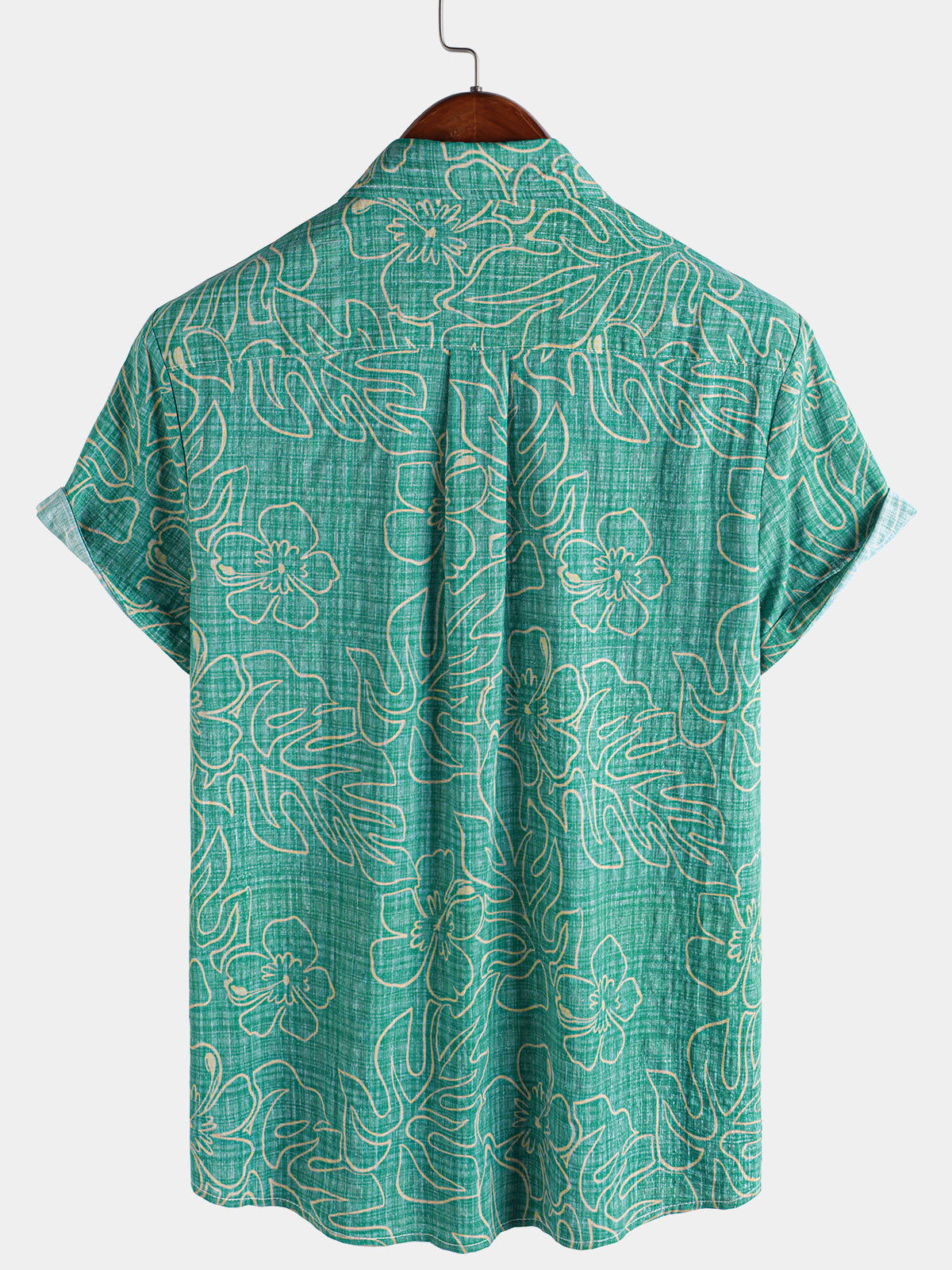 Men's Summer Green Beach Hawaiian Short Sleeve Shirt