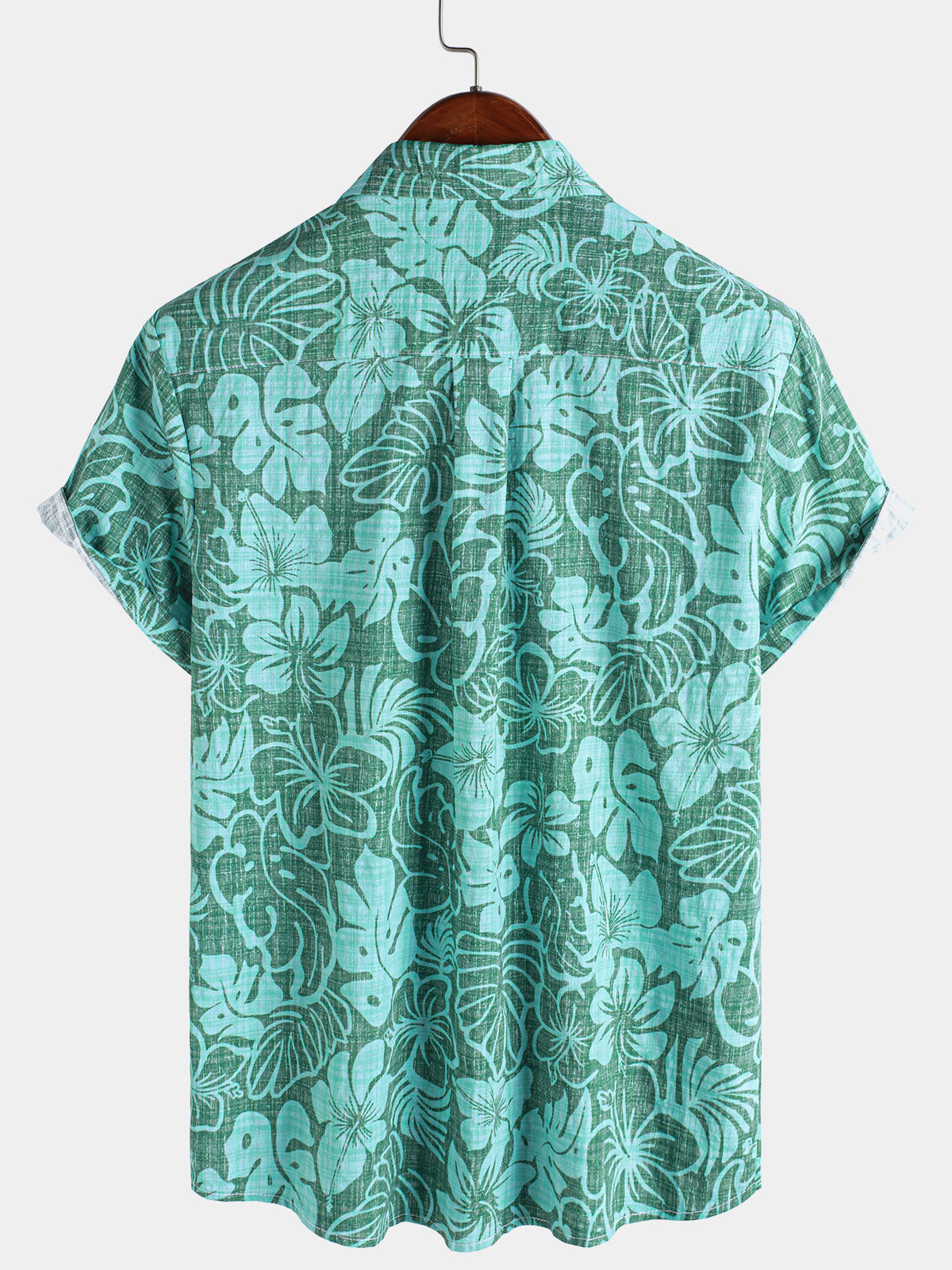 Men's Summer Green Tropical Beach Hawaiian Short Sleeve Shirt