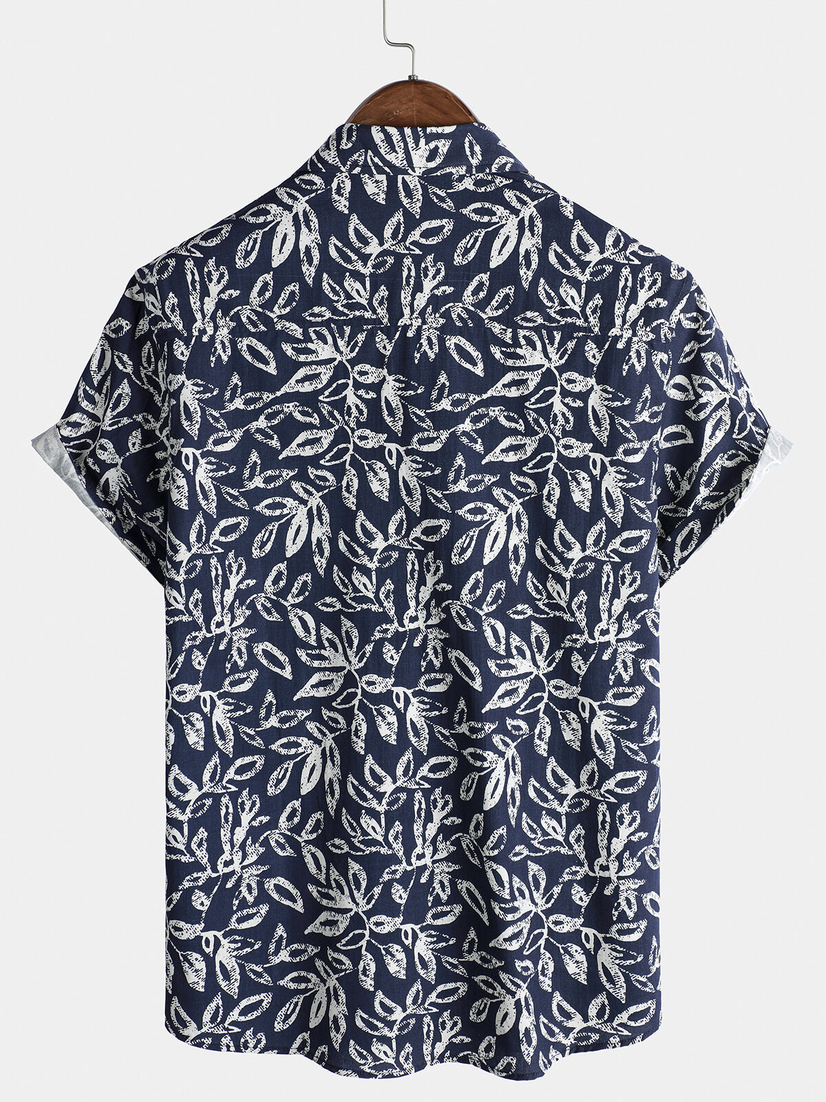Men's Tropical Foliage Pattern Breathable Cotton Summer Holiday Resort Shirt