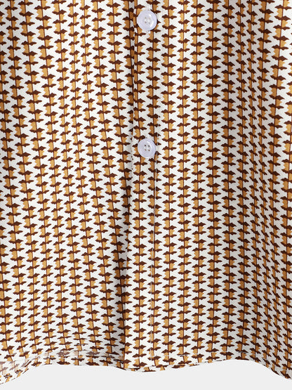 Men's Casual Holiday Short Sleeve Khaki Button Up Shirt