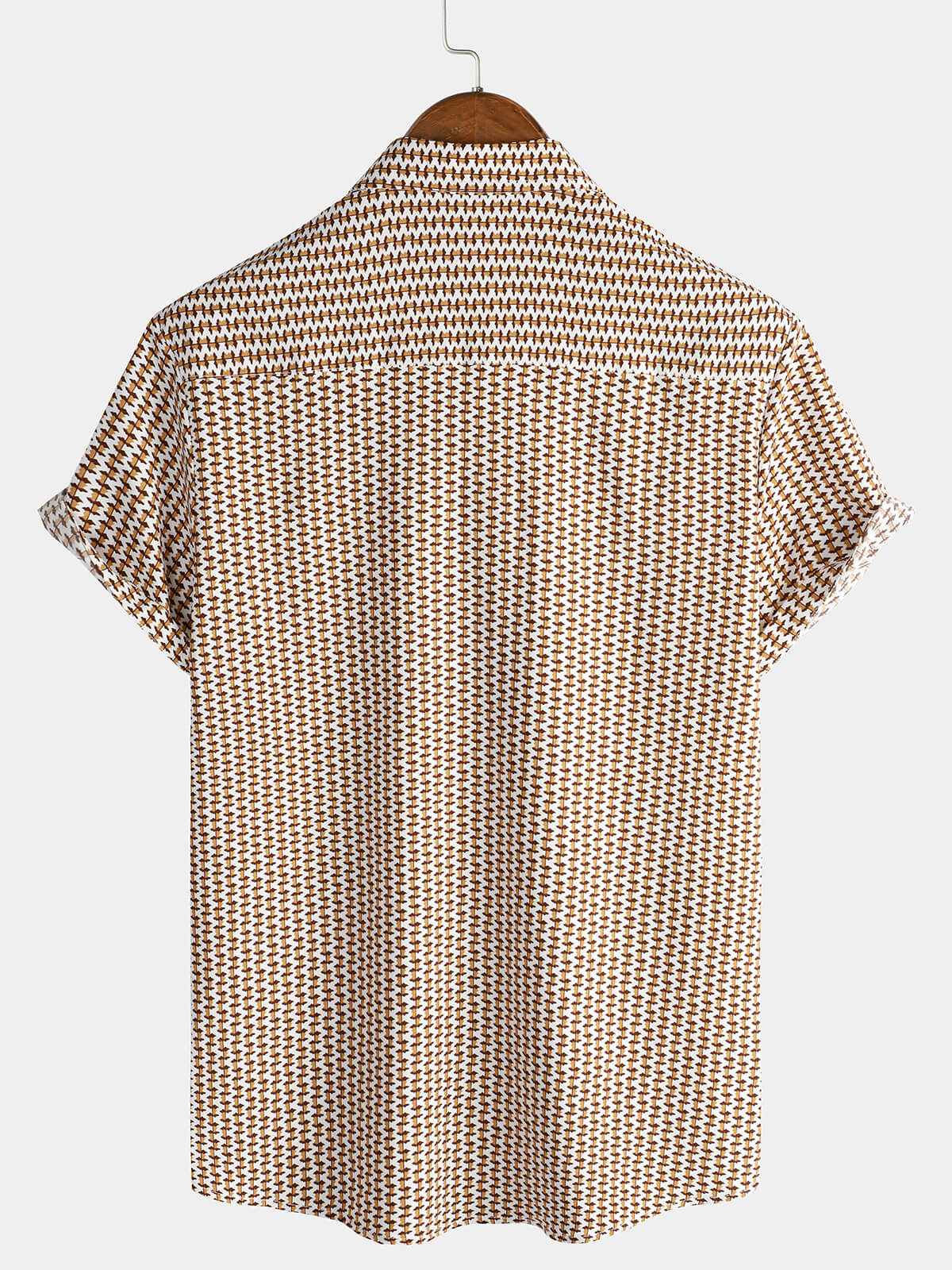 Men's Casual Holiday Short Sleeve Khaki Button Up Shirt