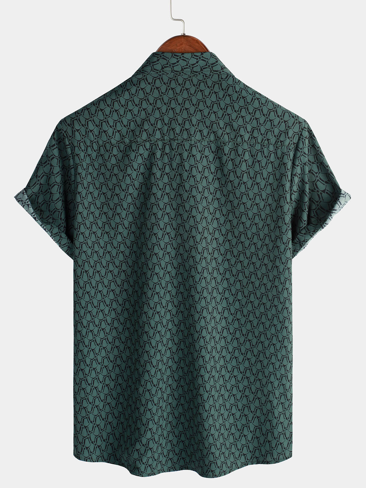 Men's Casual Holiday Short Sleeve Green Button Up Shirt