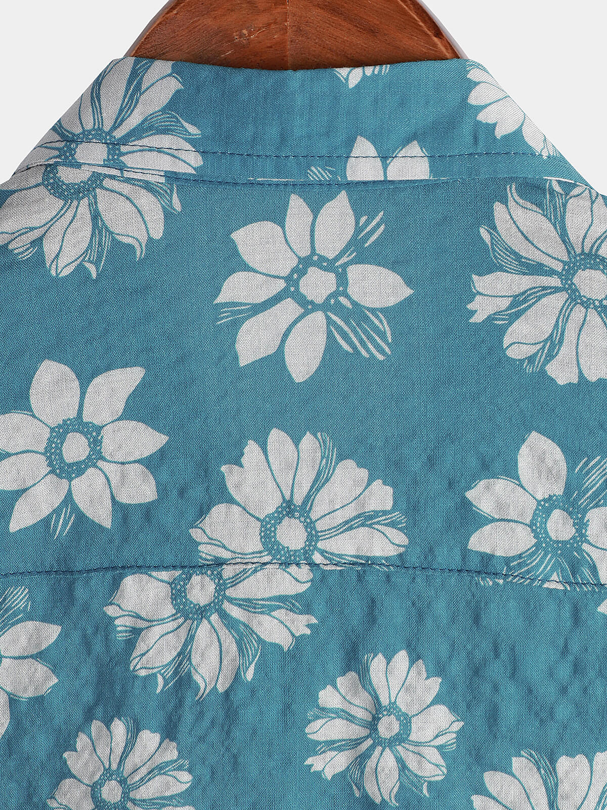 Men's Blue Floral Short Sleeve Summer Cotton Hawaiian Button Up Shirt