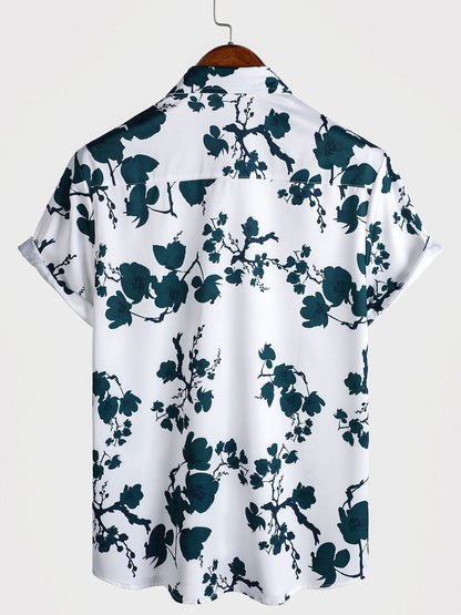 Men's Summer Floral Button Up Short Sleeve Holiday Beach Shirt