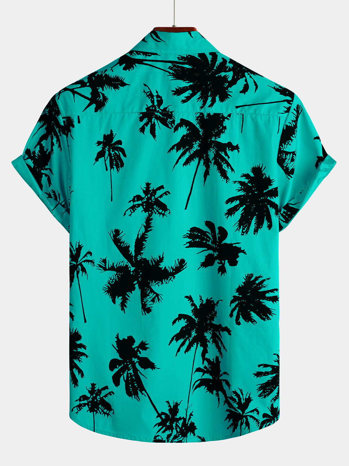 Men's 100% Cotton Palm Tree Print Summer Beach Hawaiian Short Sleeve Shirt