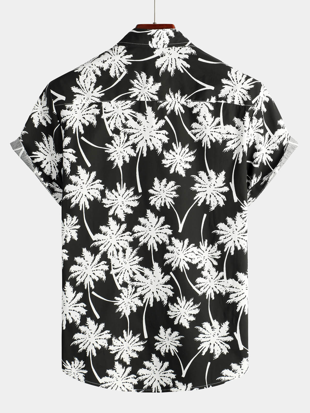 Men's Beach Summer Black Hawaiian Holiday Tropical Button Up Short Sleeve Shirt